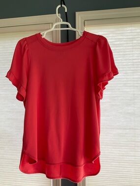 Women's Red Ruffle Sleeve Top